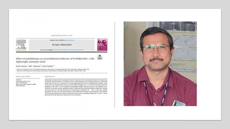 Dr. Phaniraj's Research Paper Published in Reputed Journal 